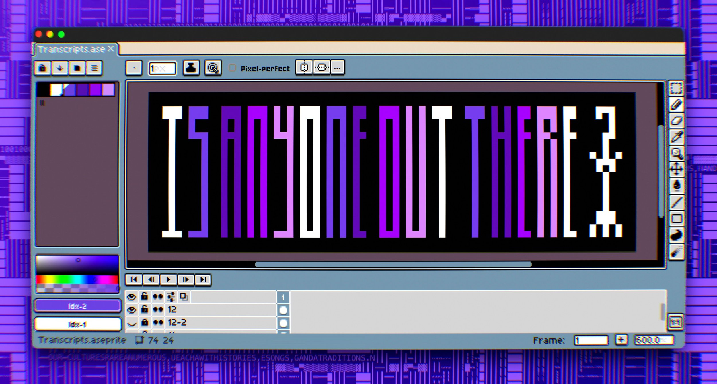 Foundational pixel artwork for a Transcript