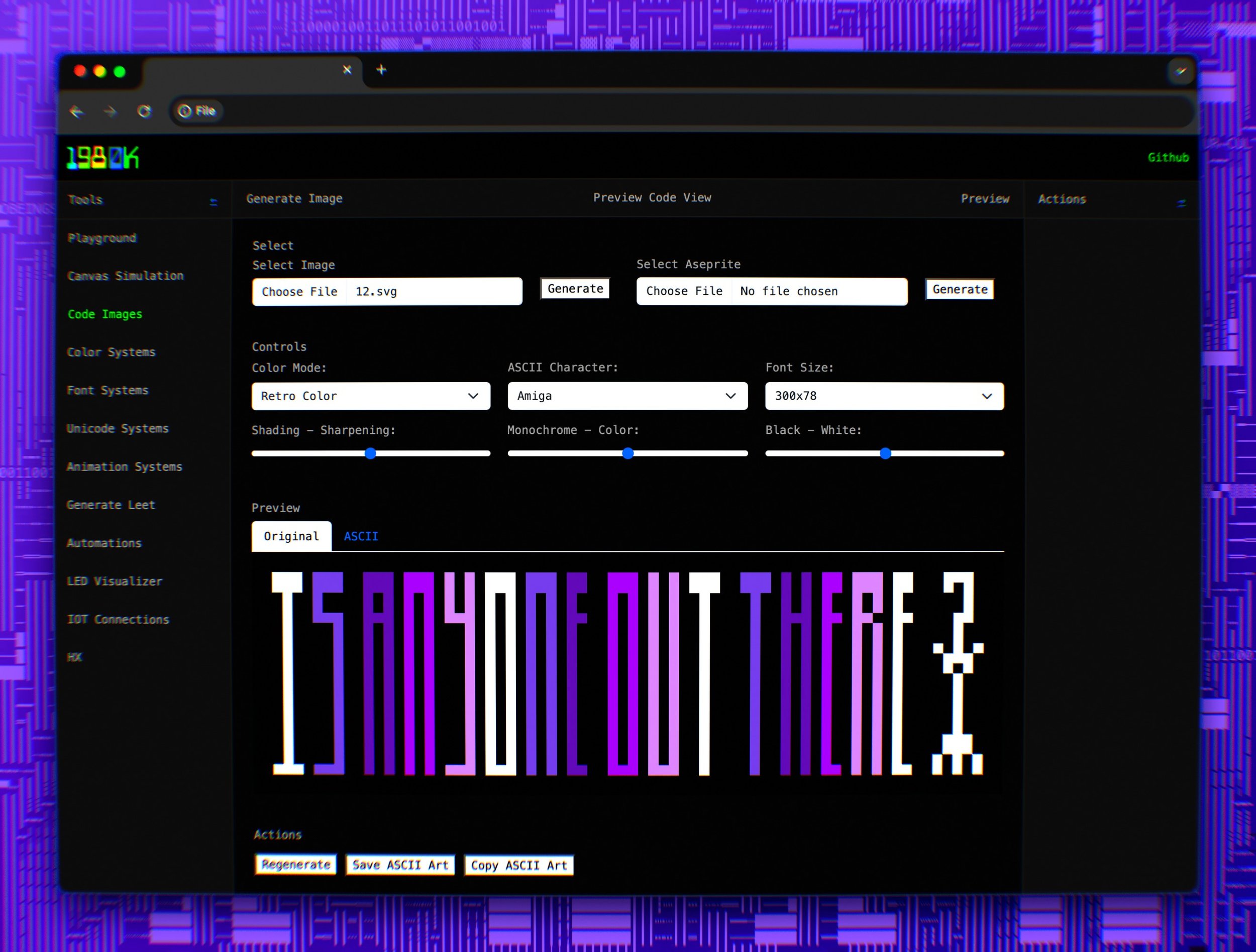 Custom SVG to ASCII conversion tool